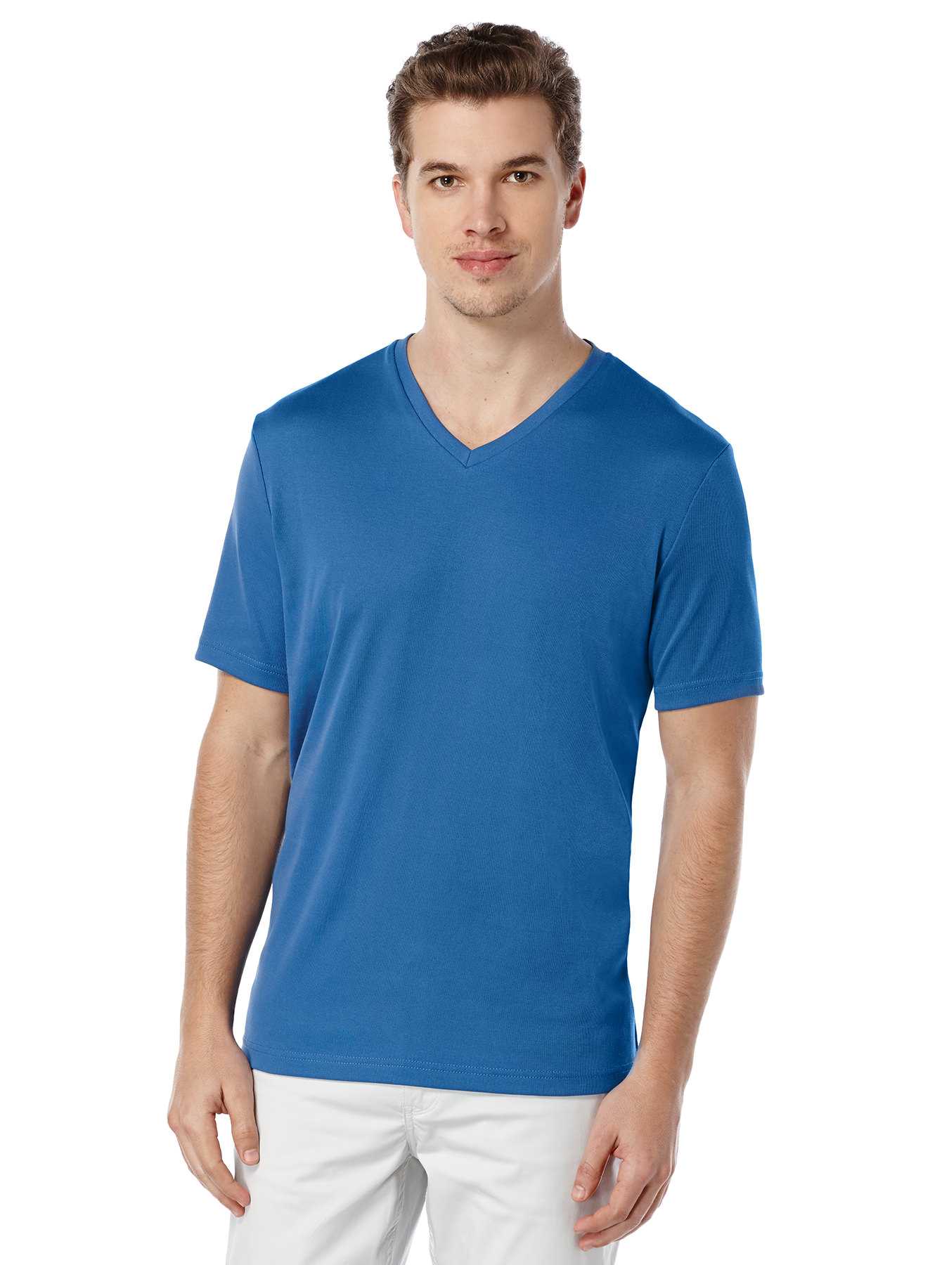 Perry Ellis Short Sleeve Nylon Trim V-Neck Shirt