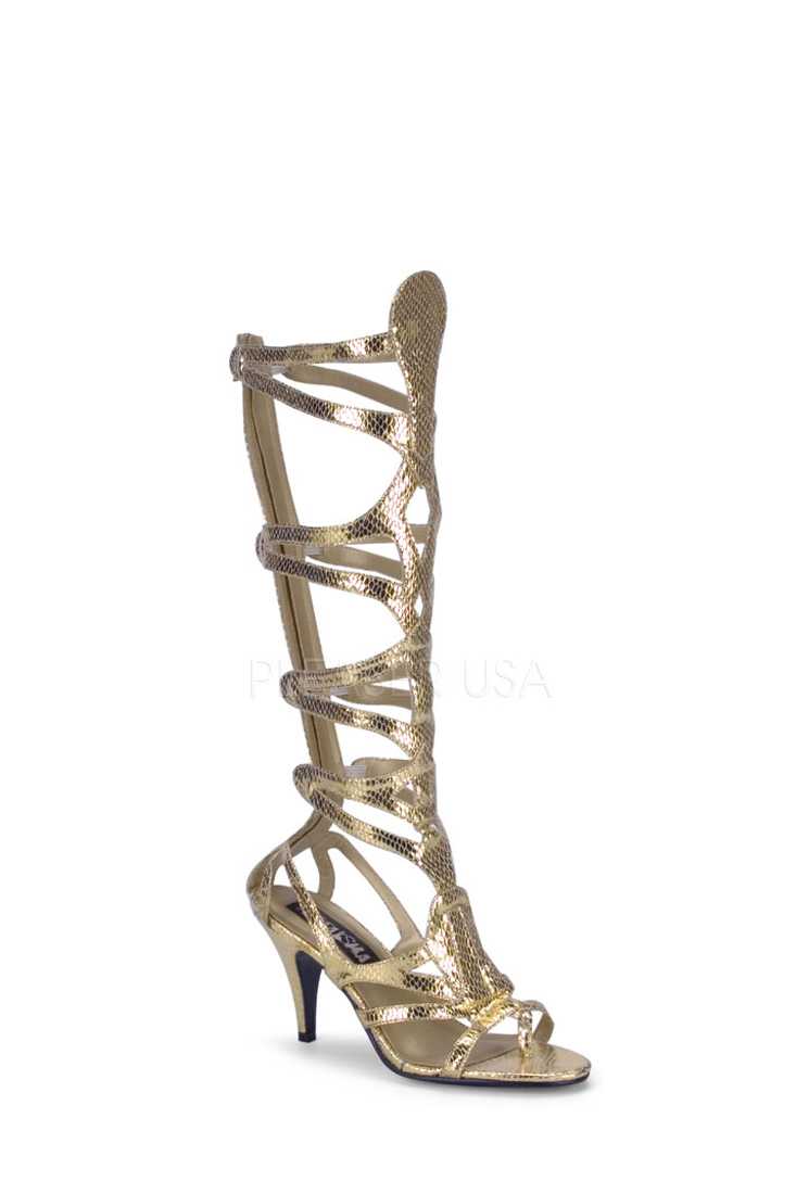 Gold Snake Skin Textured Goddess High Heels Faux Leather