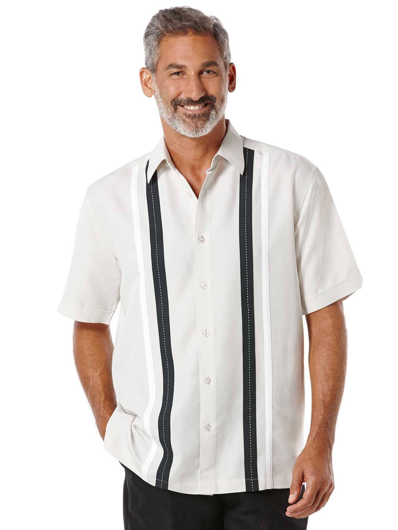 Cubavera Short Sleeve Tri-Color Panel Shirt