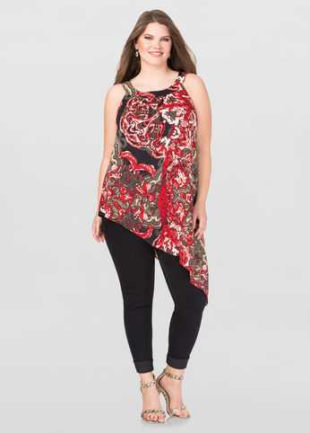 Printed Asymmetrical Halter Top
