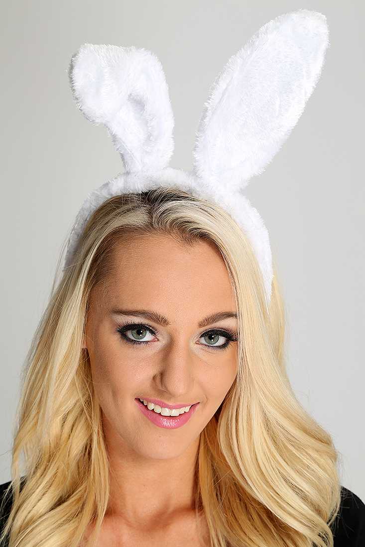 1 PC White Cuddle Faux Fur Bunny Ear Headband
