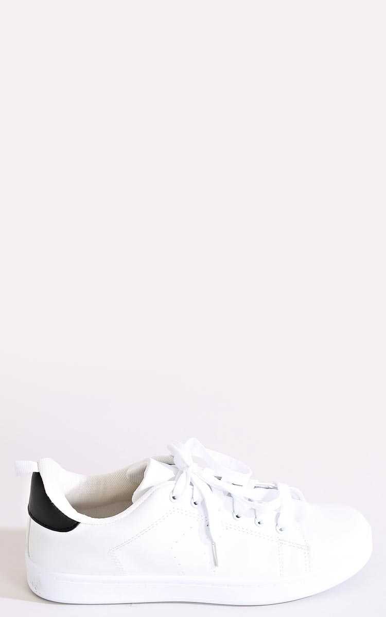 Keep It Clean Lace Up Sneakers - White/Black in Size by Styles For Less