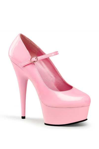 Baby Pink Patent Faux Leather Maryjane High Heels