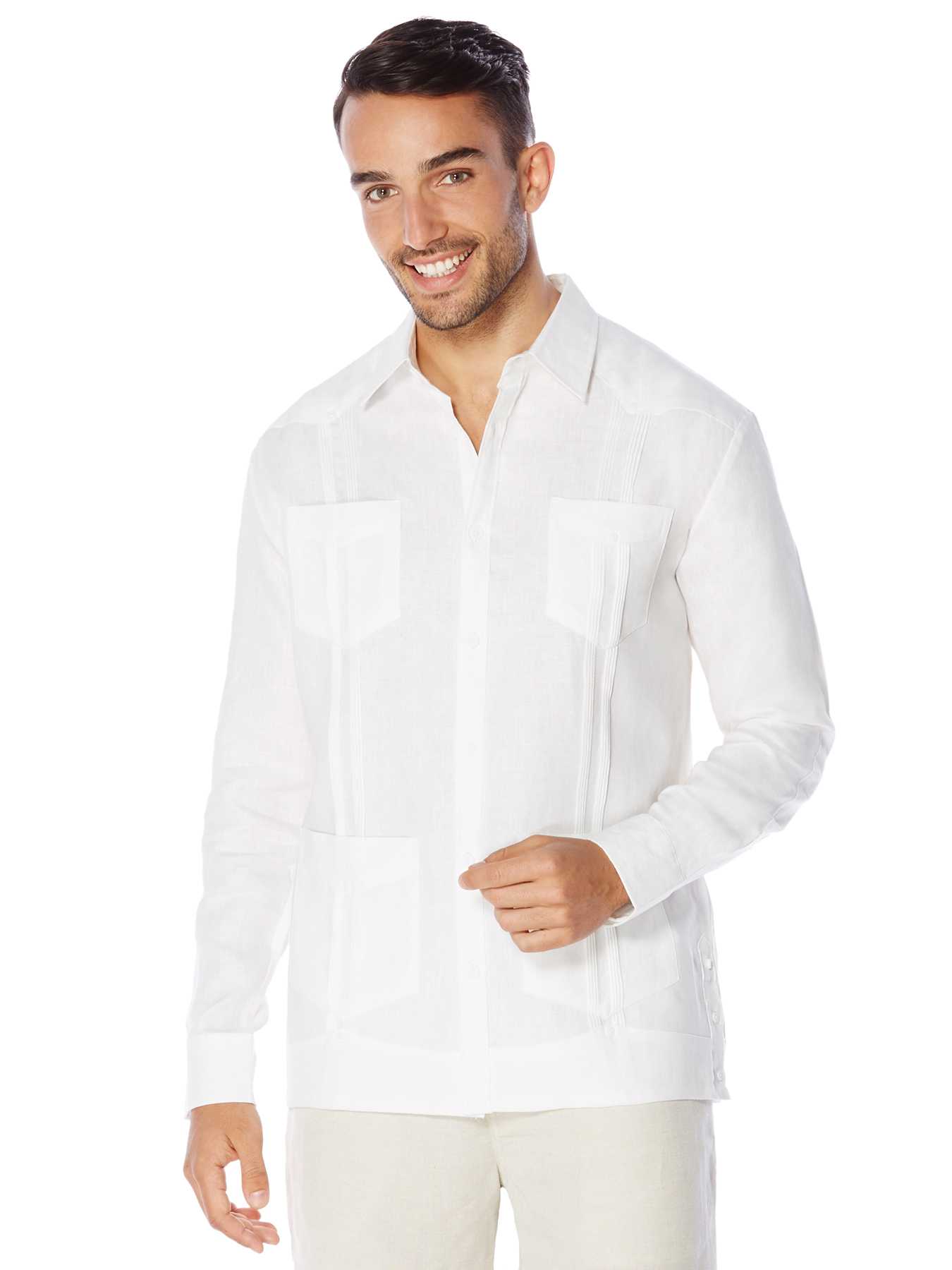 Cubavera Slim Fit 100% Linen Long Sleeve Guayabera