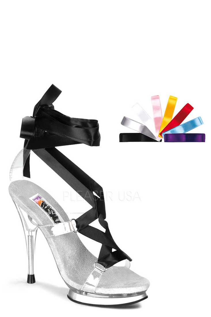 Clear Interchangeable Lace High Heels Satin