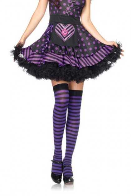 Black Purple Striped Stockings