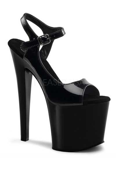 Black Patent Peep Toe Platform High Heels