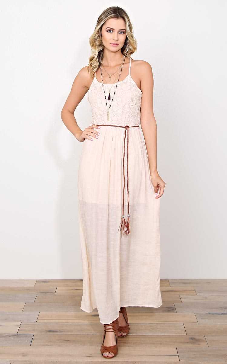 Pure Dreams Woven Gauze Maxi Dress - - Peach in Size by Styles For Less