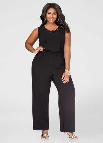 Lace-Up Wide Leg Jumpsuit