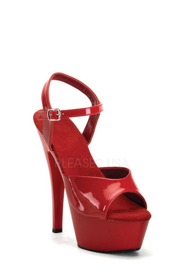 Red Peep Toe Platform High Heels Patent