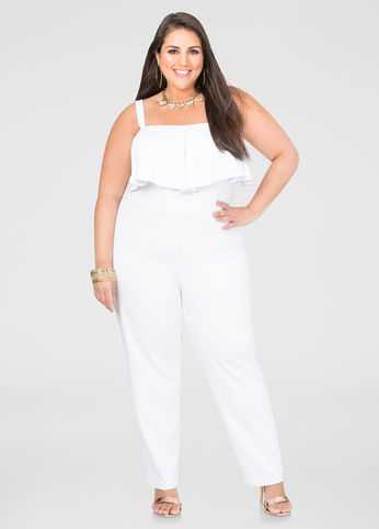 Ruffle Top Scuba Jumpsuit