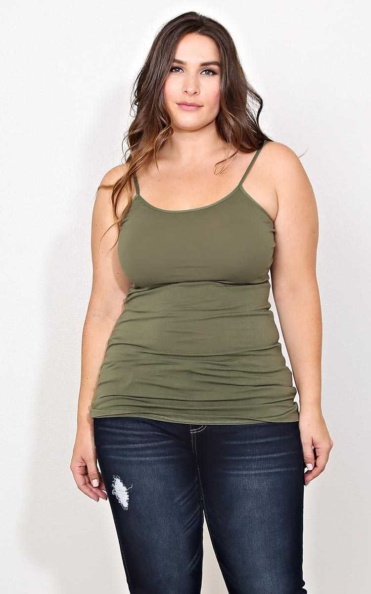 Plus Size Olive Basic Cami - Olive/Drab in Size by Styles For Less