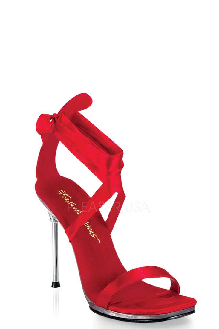 Red Satin Bow Detail Stiletto Sandal High Heels