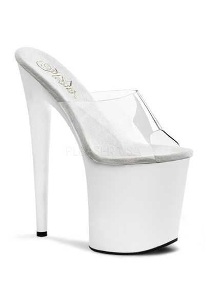 Clear White Slip On Platform High Heels