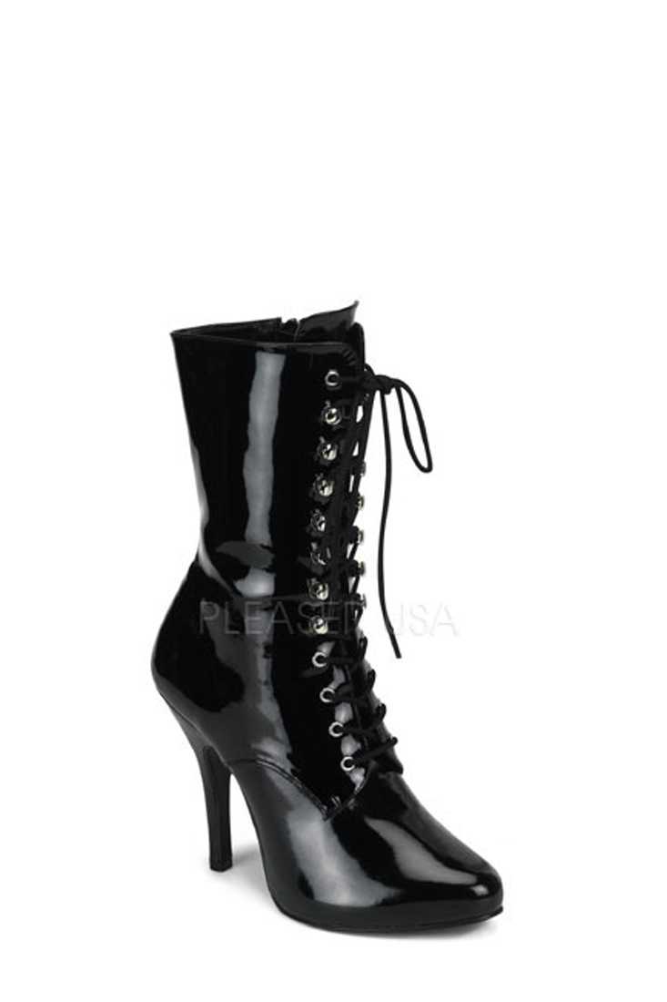 Black Lace Up Single Sole Booties Patent
