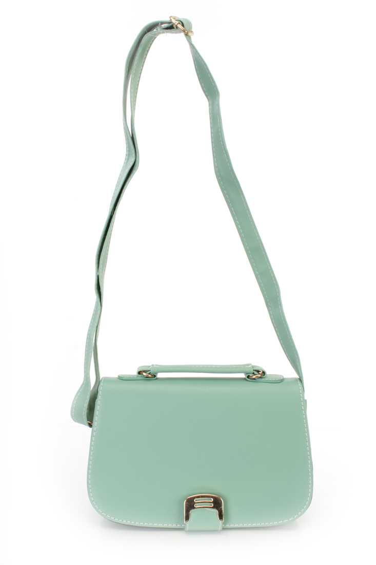 Sage High Polish Closure Shoulder Handbag