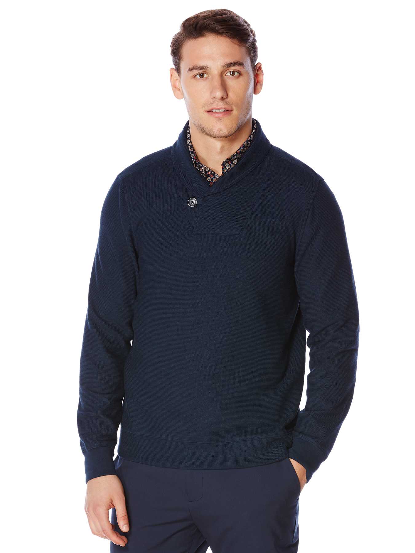Perry Ellis Shawl Collar Pullover Sweater