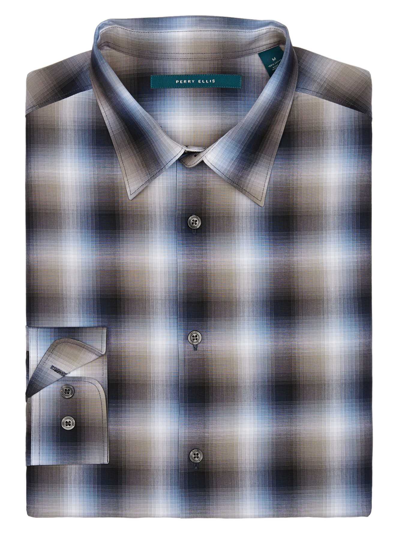 Perry Ellis Ombre Plaid Check Shirt