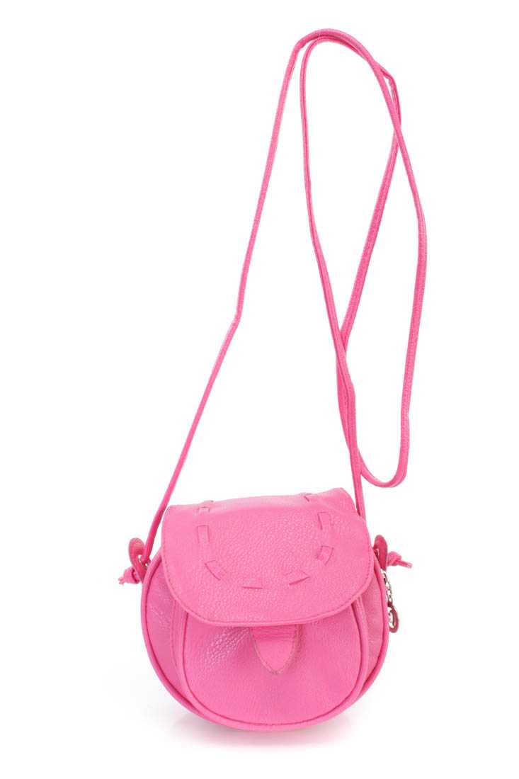 Fuchsia Faux Leather Woven Mini Handbag