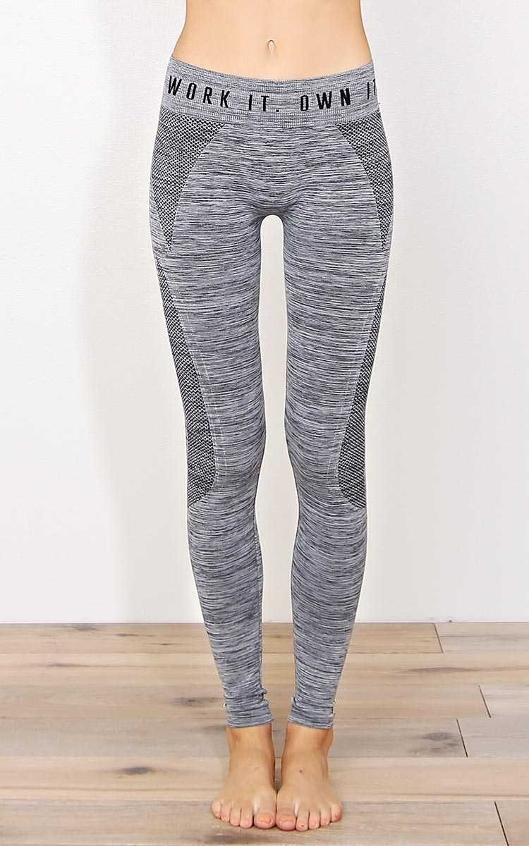 WORK IT OWN IT Seamless Performance Leggings - - Black Combo in Size by Styles For Less