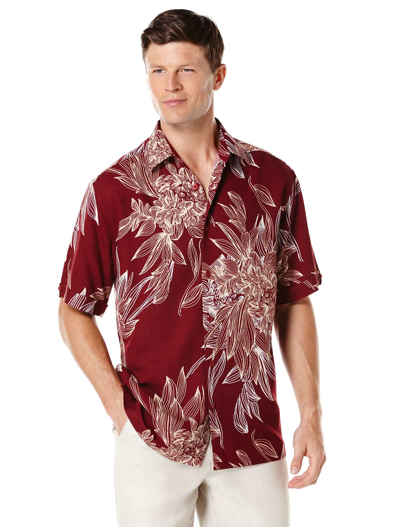 Cubavera Short Sleeve Tropical Allover Print