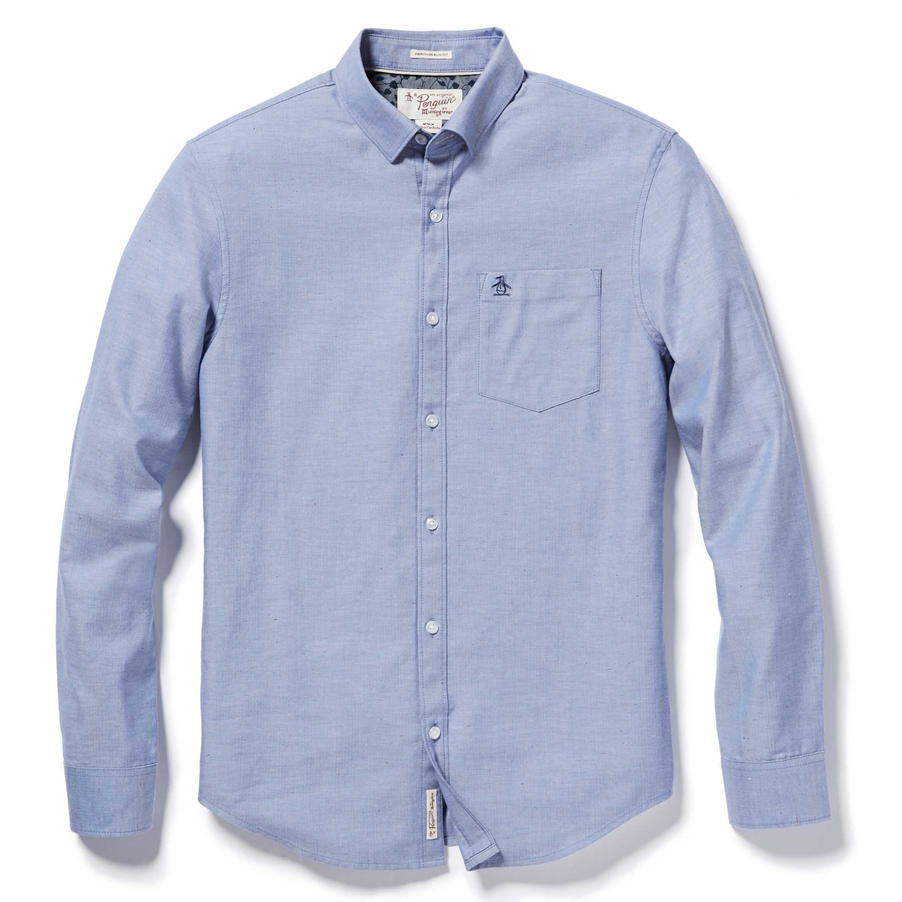 Original Penguin HERRINGBONE CHAMBRAY WOVEN SHIRT