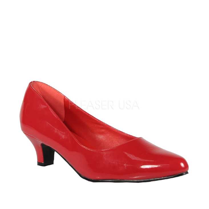 Red Closed Toe Pump High Heels Patent Faux Leather