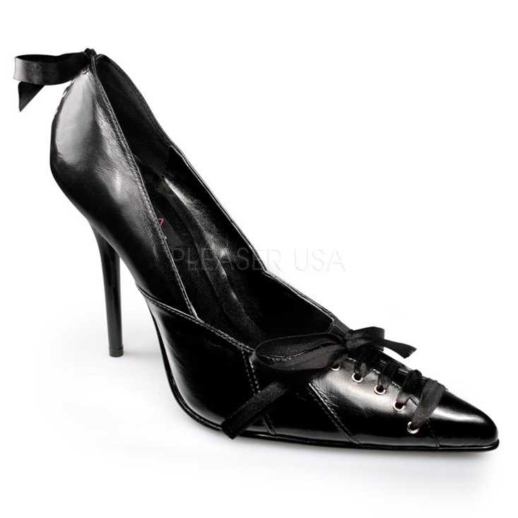 Black Pointed Toe Pump High Heels Leather