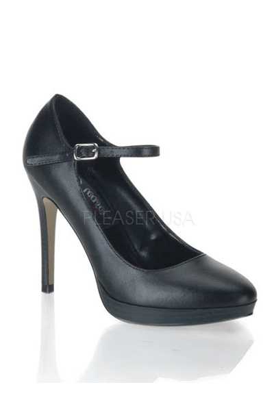 Black Faux Leather Maryjane High Heels