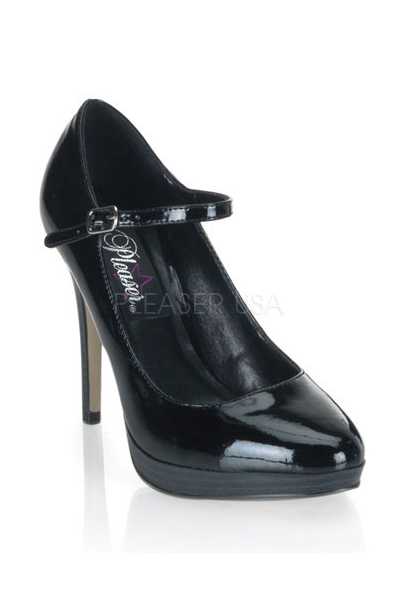 Black Patent Faux Leather Maryjane High Heels