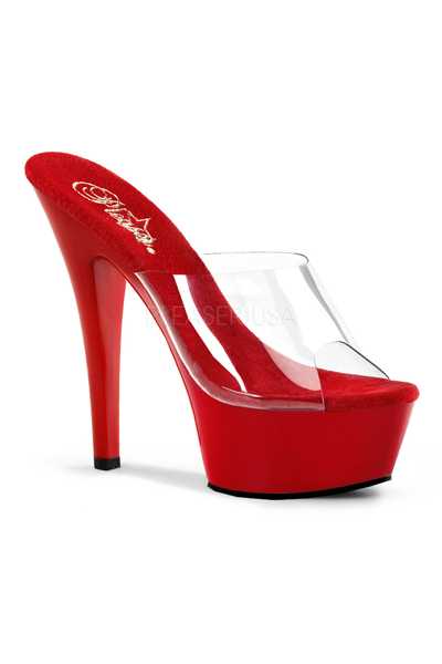Clear Red Slip On Platform High Heels