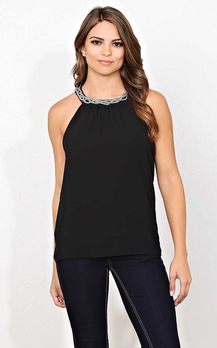 Cool Touch Woven Tank - - Black in Size by Styles For Less