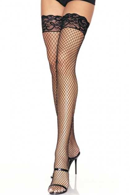 Black Lace Industrial Thigh High Hosiery