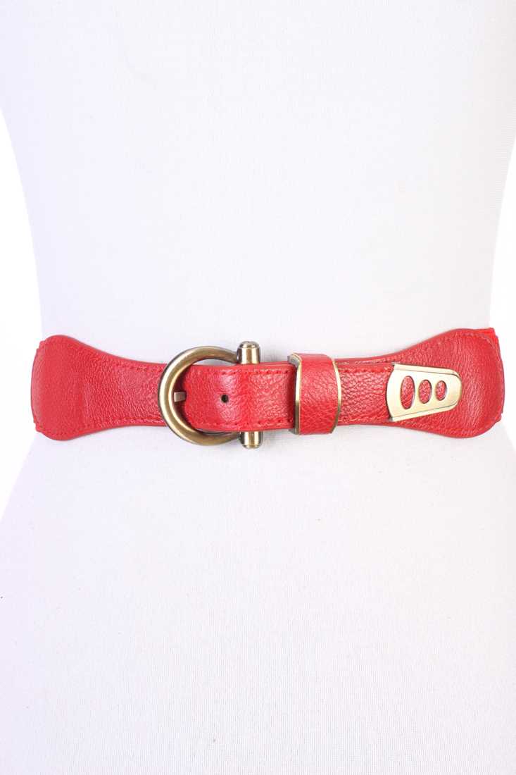 Red Spandex Band Faux Leather Belt