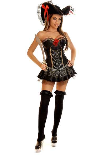Black 4 PC Sexy Pirate Wench Costume