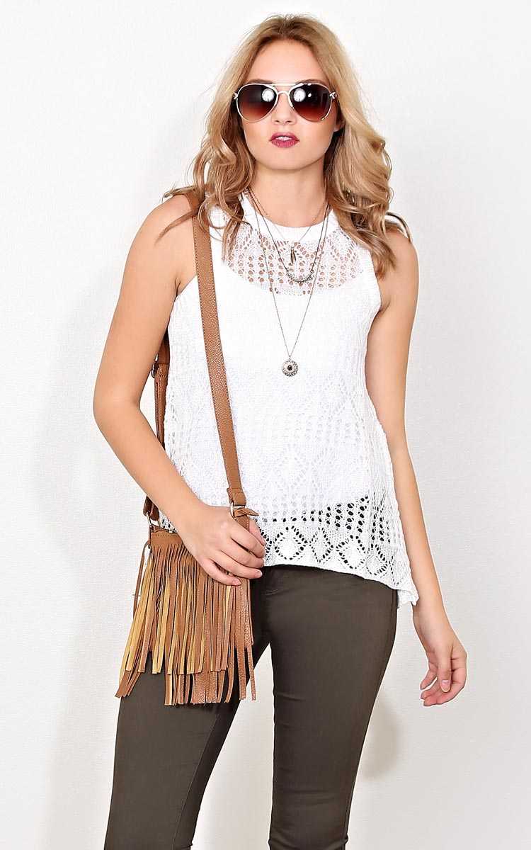 Hannah Eyelet Knit Top - MED - Cream in Size Medium by Styles For Less