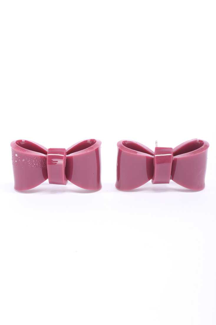 Wine Plastic Oversized Bow Cute Earrings