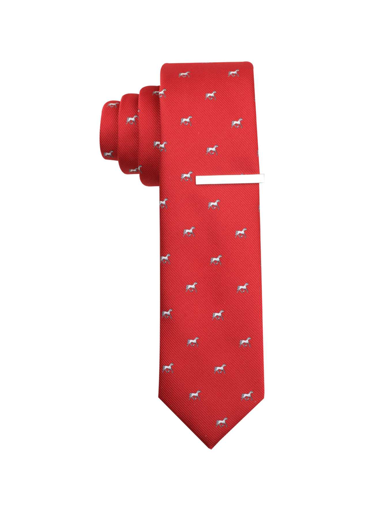 Perry Ellis White Horse Print Tie