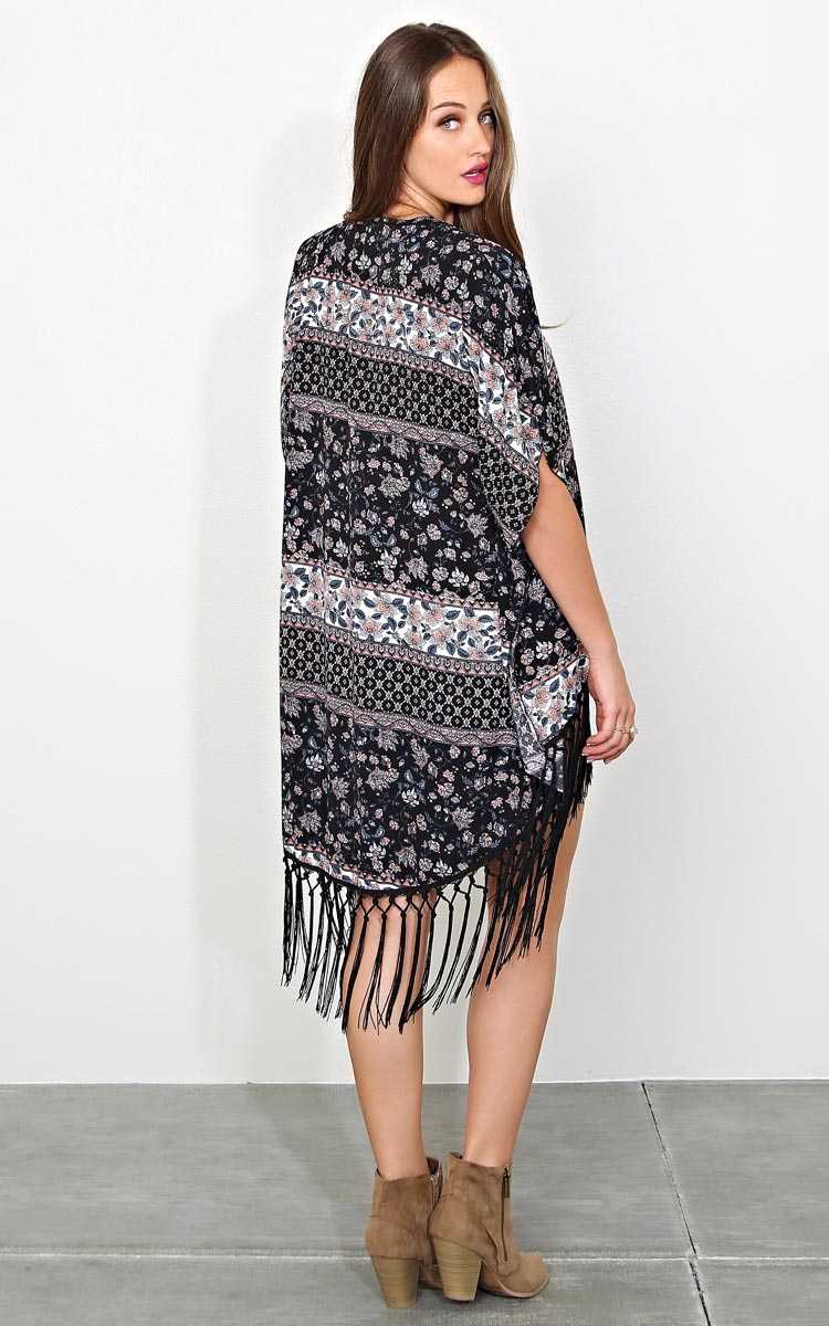 Bali Floral Woven Wrap - - Black Combo in Size by Styles For Less