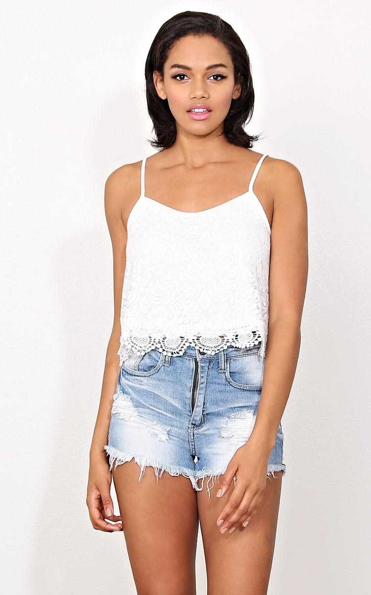 Ivory Summerland Woven Tank - MED - Ivry/Natrl in Size Medium by Styles For Less