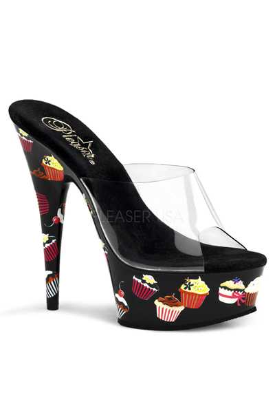 Clear Black Cupcake Printed Platform High Heels