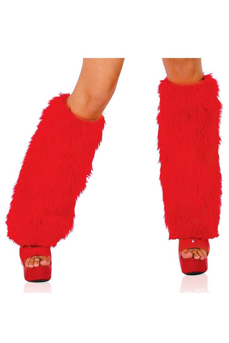 Red Faux Fur Leg Warmers