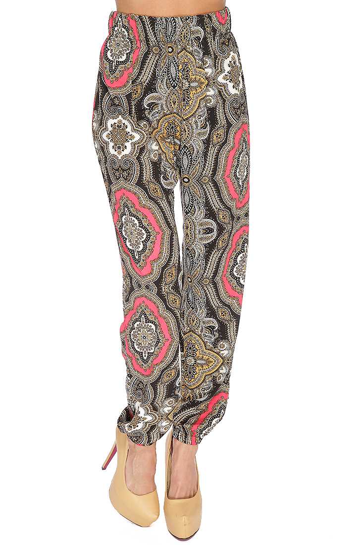 Palazzo Pants Mocha Black Printed Harem Spring Pants