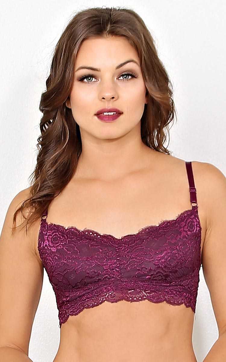 Racy Nights Lace Bralette - Wine/Cran in Size M/L by Styles For Less