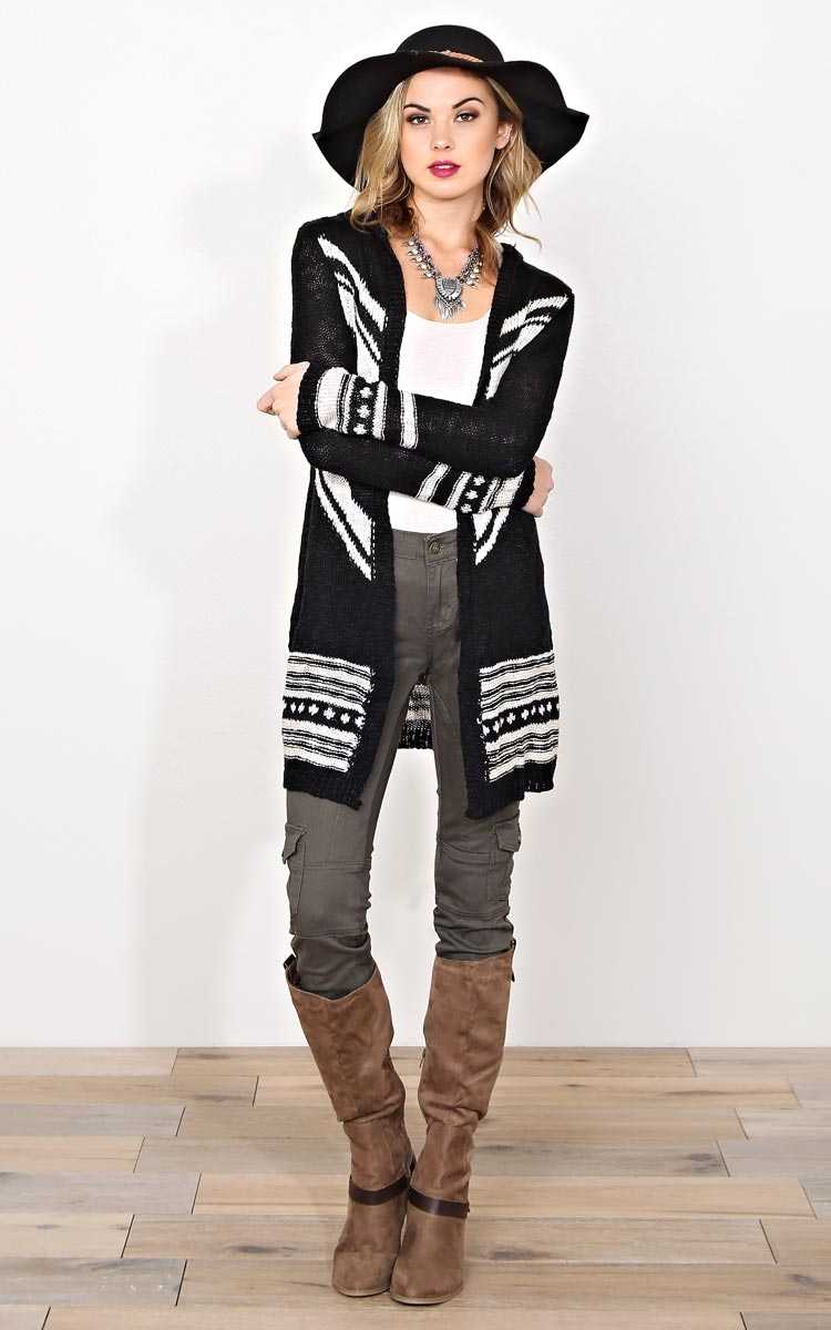 Diamond Love Sweater Knit Wrap - - Black Combo in Size by Styles For Less