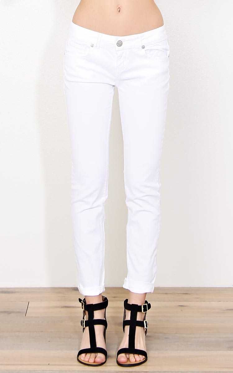 Paris Blues White Twill Pants - White in Size by Styles For Less