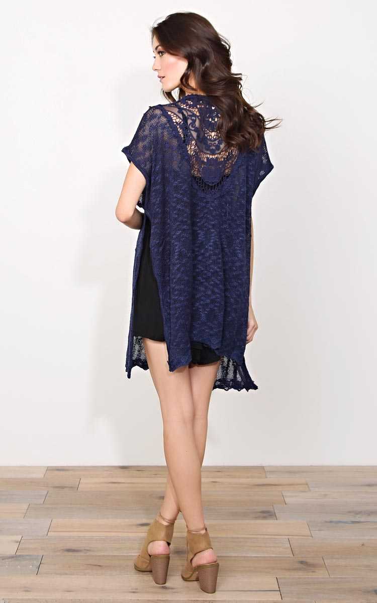 Tranquil Night Slub Knit Wrap - - Navy in Size by Styles For Less
