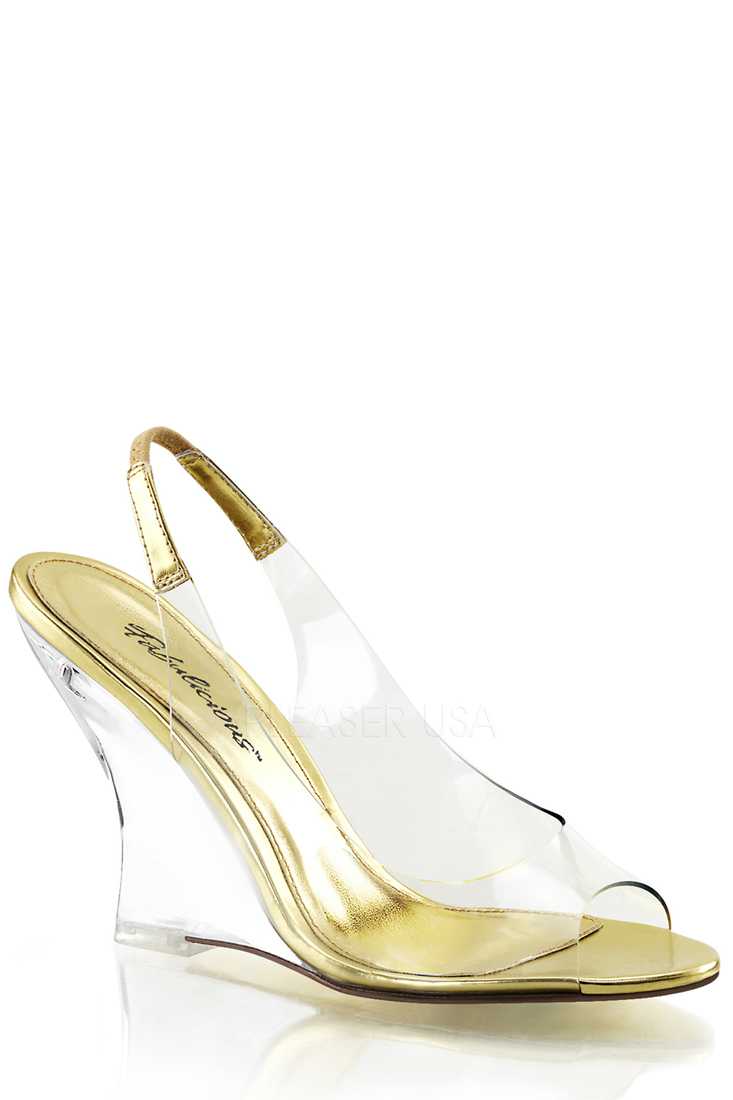 Clear Gold Single Sole Wedges PVC