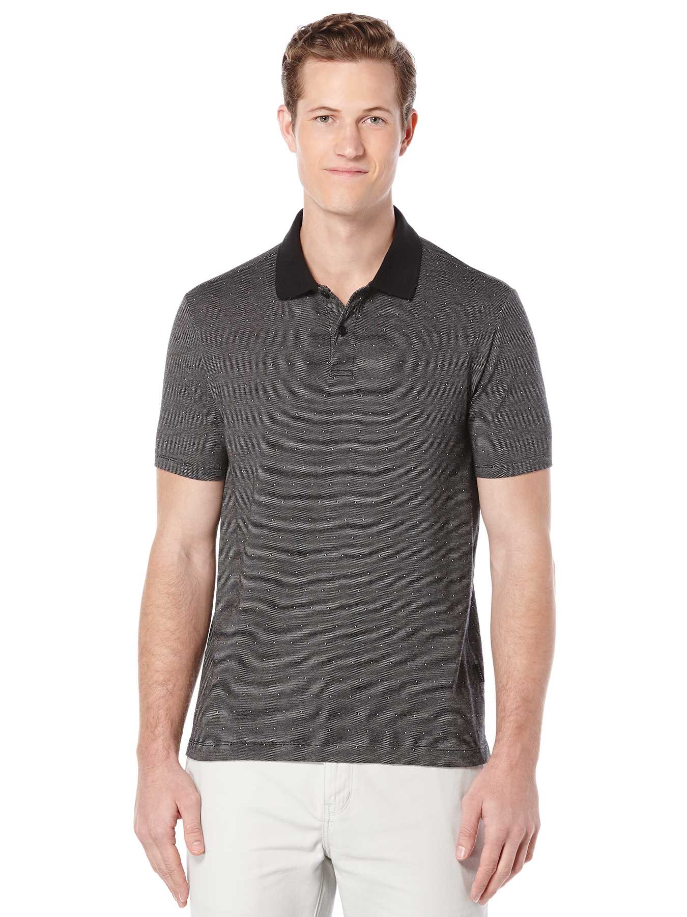 Perry Ellis Short Sleeve 2 Button Jacquard Polo