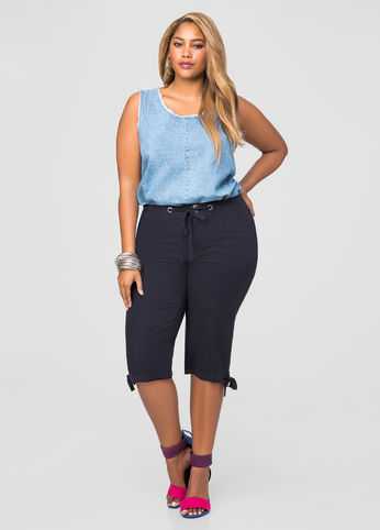 Drawstring Linen Capri
